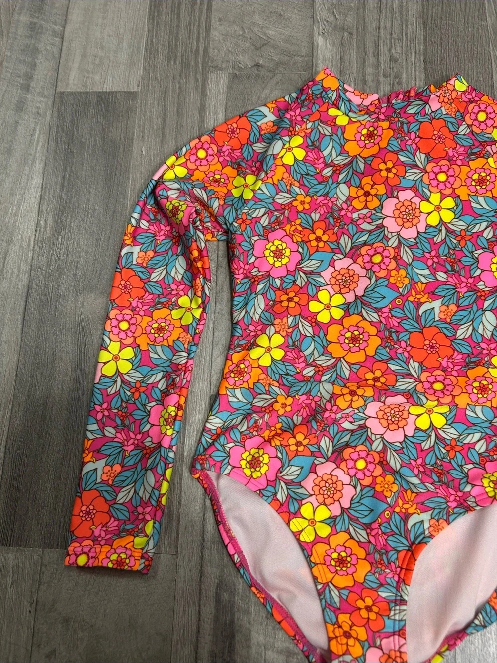 Cat & Jack Girls Floral Long Sleeve Swimsuit